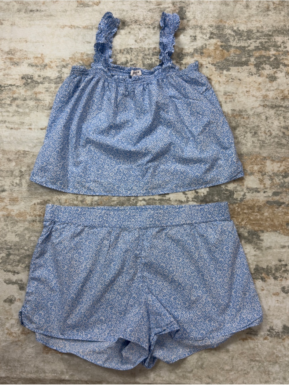 Re-imagined by J, Crew 2 piece summer cami Short pj set XXL blue white floral